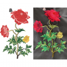 Red Flora Applique Design In Embroidery 24169 Red Flora Applique Design In Embroidery 24169