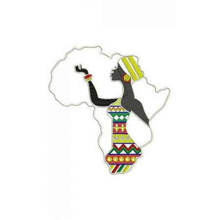 African Lady On Map Applique Design In Embroidery