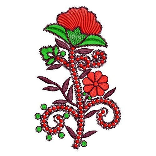 Flower Plant Applique In Embroidery Design 24340