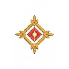 Triplets Leaf Bunch On Square Applique Design 24342