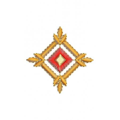 Triplets Leaf Bunch On Square Applique Design 24342