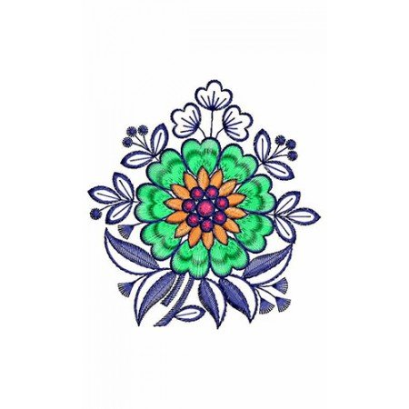 Green Floret Applique Embroidery Design 24348