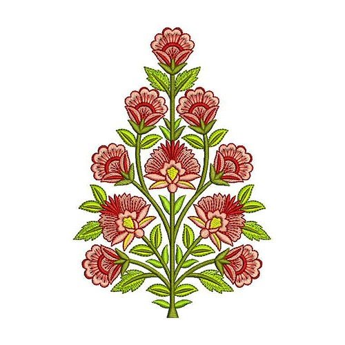 Little Red Floret Plant Applique Embroidery Design 24349
