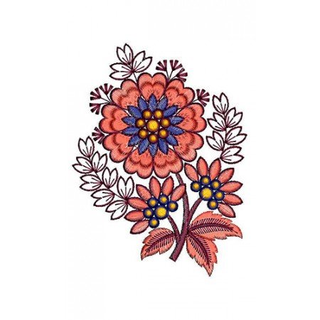 Plentiful Petal Flower Design In Applique Embroidery 24351