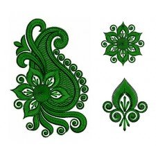 Indian Paisley And Flower Applique Design In Embroidery 24352 Indian Paisley And Flower Applique Design In Embroidery 24352