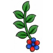 Single Flower Branch Applique Embroidery Design 24393