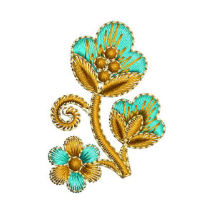 Flower Head And Bud Applique Embroidery Design 24394
