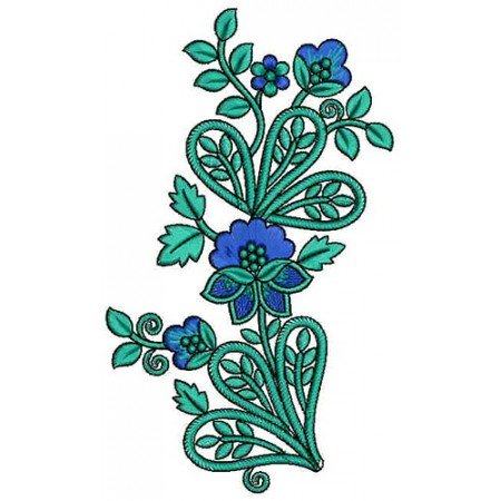 Blue Floral Vine Applique Embroidery Design 24399
