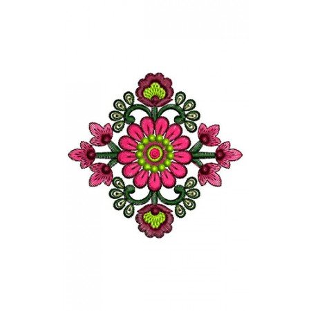 Pink Long Petal Flower In Applique Embroidery 24446