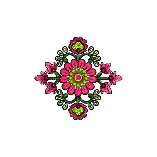 Pink Long Petal Flower In Applique Embroidery 24446