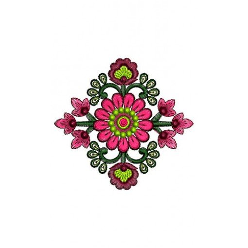 Pink Long Petal Flower In Applique Embroidery 24446
