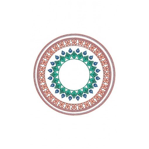 Peachy Circle Line Applique Design In Embroidery 24459