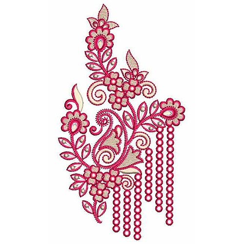 Flowers And Leaves With Spirals In Applique Embroidery Design 24512