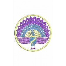 Peacock In Sphere Applique Embroidery Design 24528