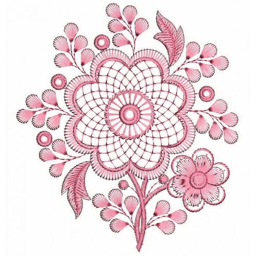 Pink Flower Applique Embroidery Design 25176
