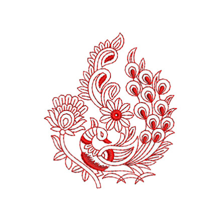 Peacock And Lotus Applique Embroidery 25835