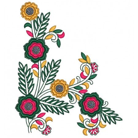Colorful Floral Embroidery Applique Design 25839