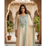 Elegant Traditional Floral V-Neckline Embroidery Design