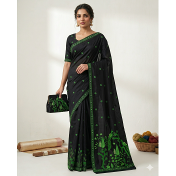 Peacock Nature Scene Ethnic Daman and Butti Embroidery Design