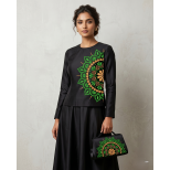 Mandala HALF CIRCLE Leaf & Floral Embroidery Design