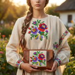 Traditional Folk Floral Embroidery Design