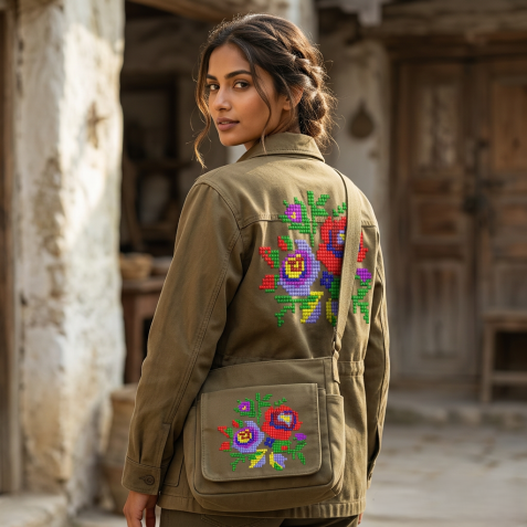 Traditional Folk Floral Embroidery Design