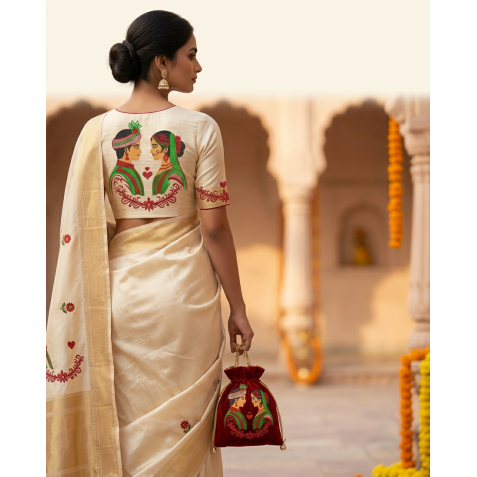 Assamese Wedding Bride and Groom Embroidery Design