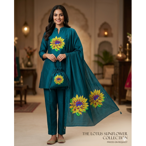 Multi-Layered Sunflower Floral Motif Embroidery Design