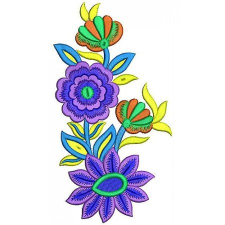 Floral & Leaf Embroidery Design