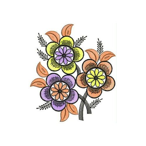 Colorful Floral Quilt Applique Embroidery Design