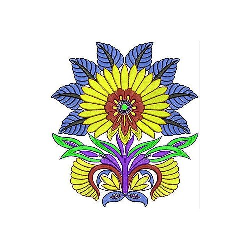 Swirly Flower Applique Embroidery Design