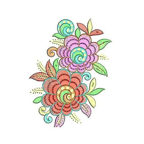 Bright Jewel Style Applique Embroidery Design