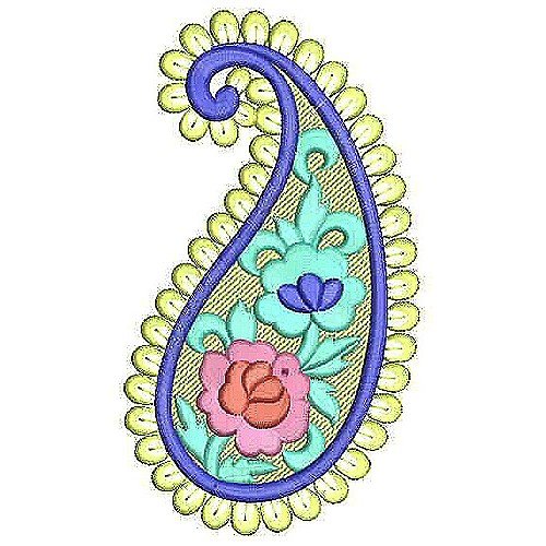 Rajasthani Mehendi Style Paisley Applique Embroidery Design