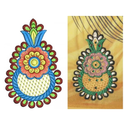 Floral Applique Maxi Dress Embroidery Design