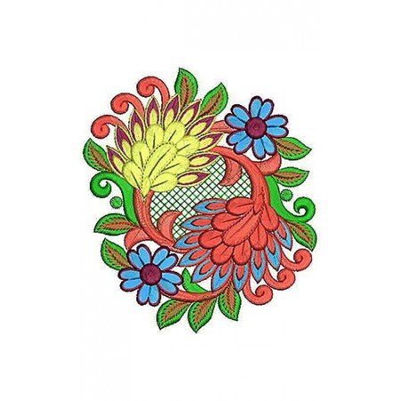 Round Folk Art Embroidery Pattern