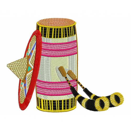 Assamese japi And Dhol Embroidery