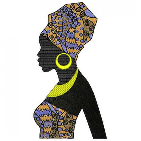 Beautiful Black African Lady Applique Embroidery Design