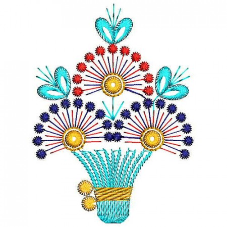 Beautiful Flower Pot Small Applique Embroidery Design 24757