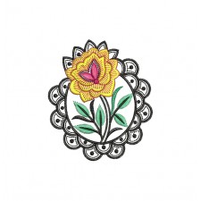 Beautiful Rose Gold Hibiscus Geometric Framed Embroidery Design