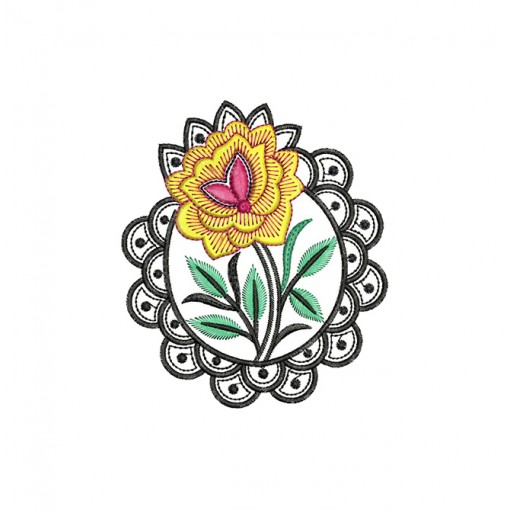 Beautiful Rose Gold Hibiscus Geometric Framed Embroidery Design