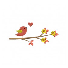 Bird With Branch Embroidery