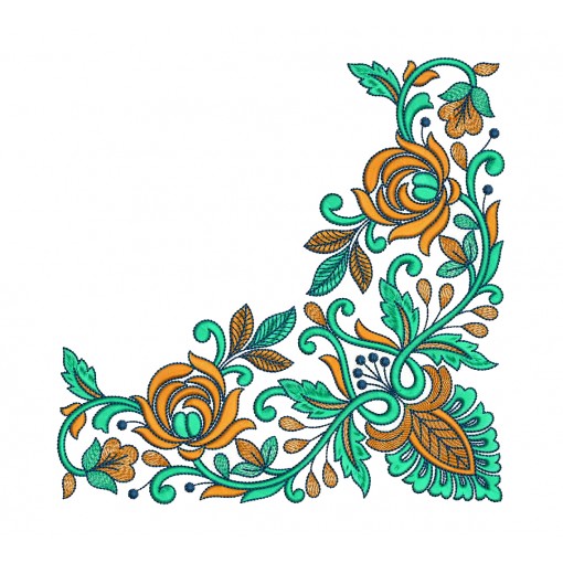 Blomme Flower Corner Embroidery