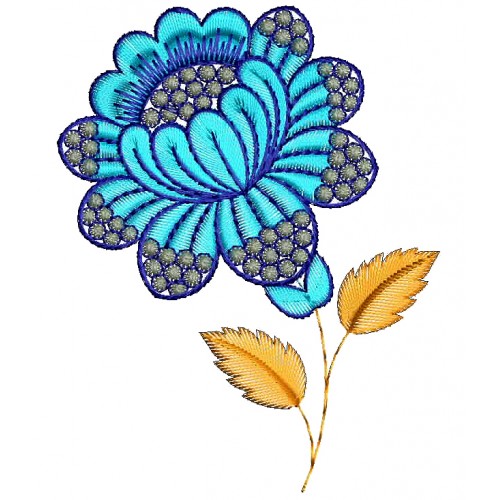 Blue Flower Machine Embroidery Design 26193