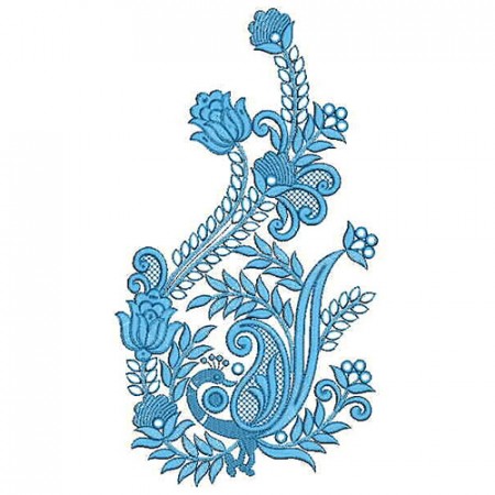Blue Peacock Feather Applique Embroidery Design 24814