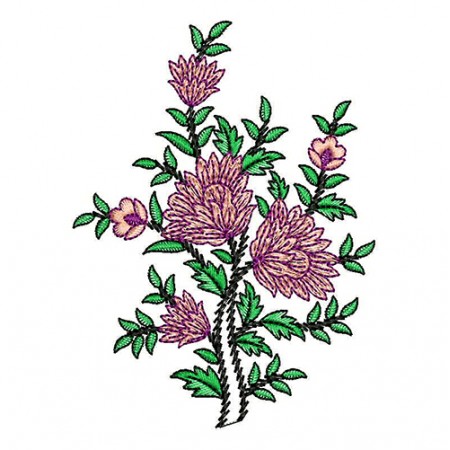 Branch Of Pink Flowers Embroidery Applique