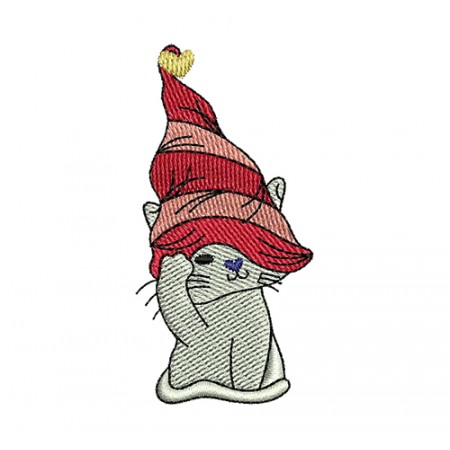 Cat With Hat Embroidery Design