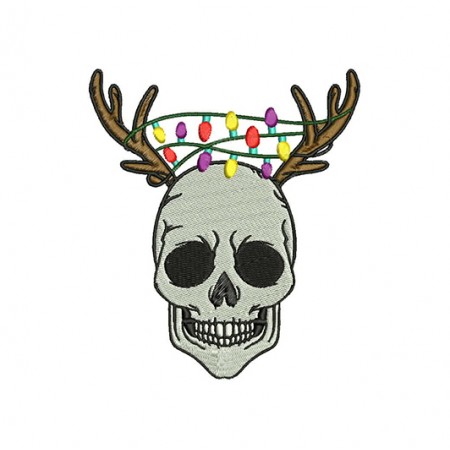 Christmas Light Skull Embroidery