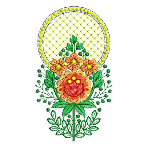 Circle Jaal With Flower Embroidery