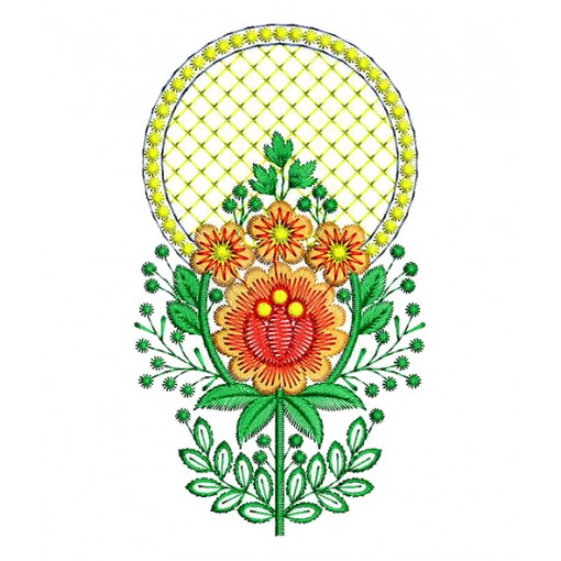 Circle Jaal With Flower Embroidery