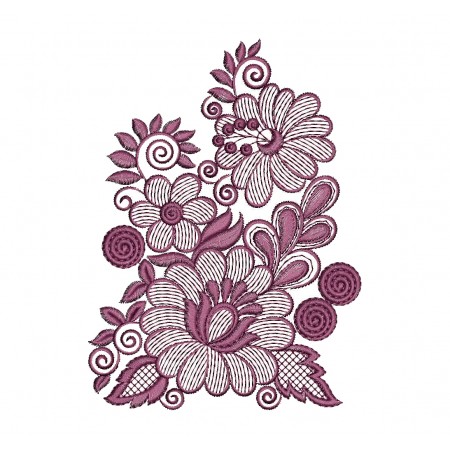 Classic Flower Butta Embroidery Design